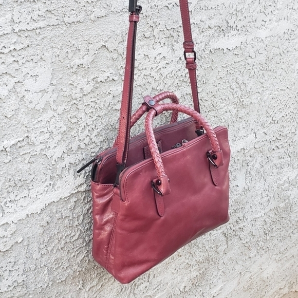 Elliott Lucca Genevieve Cabernet Leather‎ Satchel - Picture 3 of 12